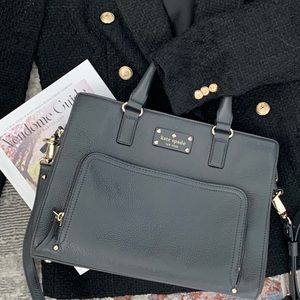 Kate spade ♠️ charcoal black leather tote handbag